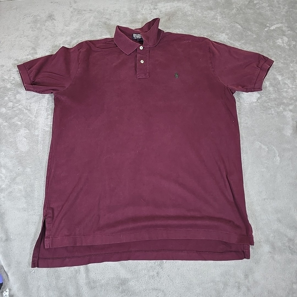 Polo Ralph Lauren Shirt Mens Large Maroon‎ Short Sleeve Classic Fit Pullover